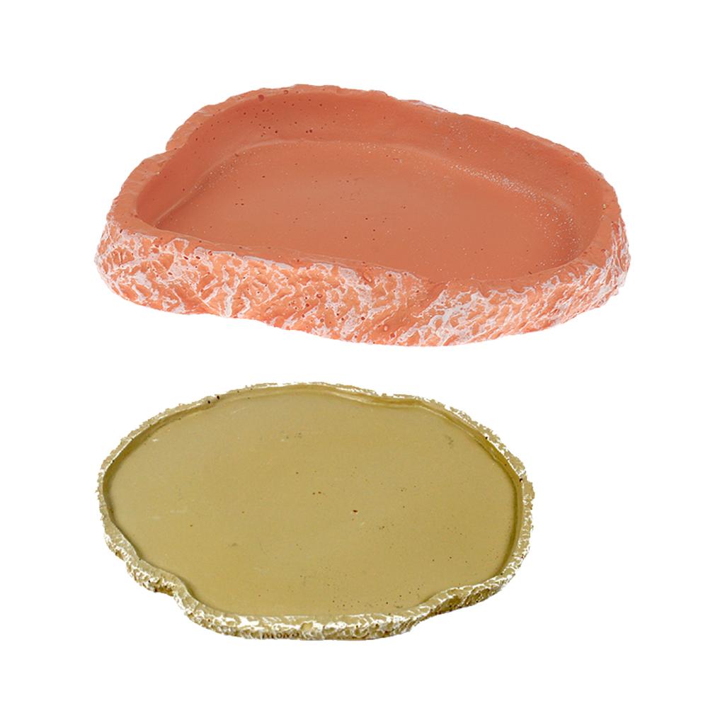 2Pcs Reptile Feeding Bowl Food Water Resin Dish Pet Vivarium Tortoise Gecko