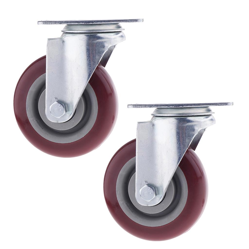 2pcs 4 inch Swivel Caster Rubber Wheel Top Plate Bearing Heavy Duty No Brake