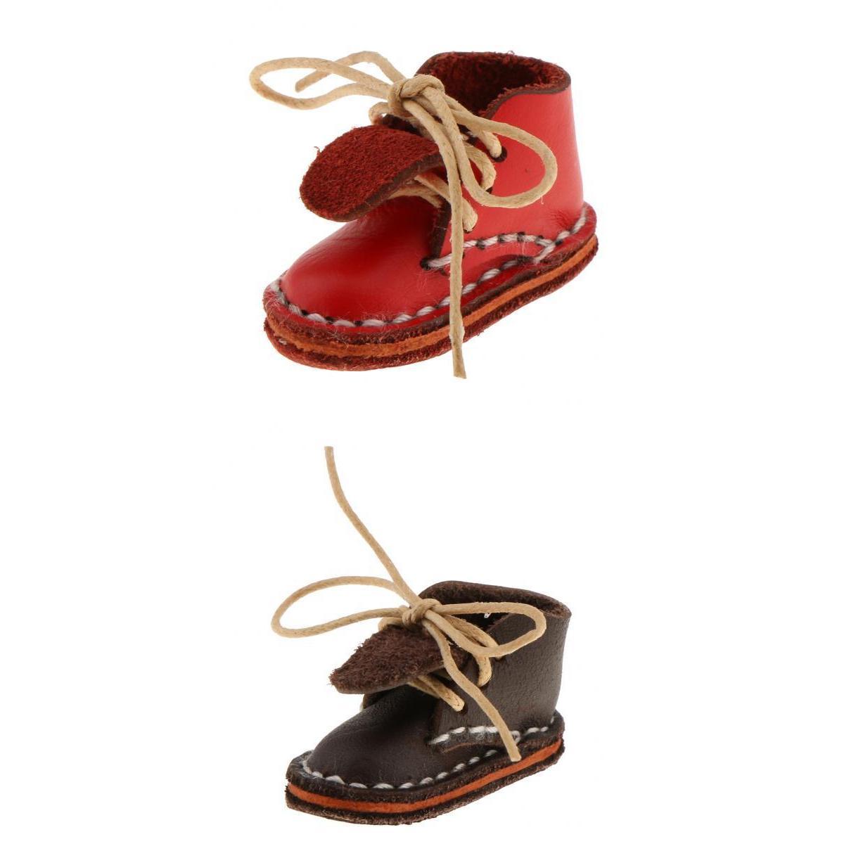 2 Pairs Fashion Lace Up Ankle Boots Shoes for Blythe Dolls Accessories