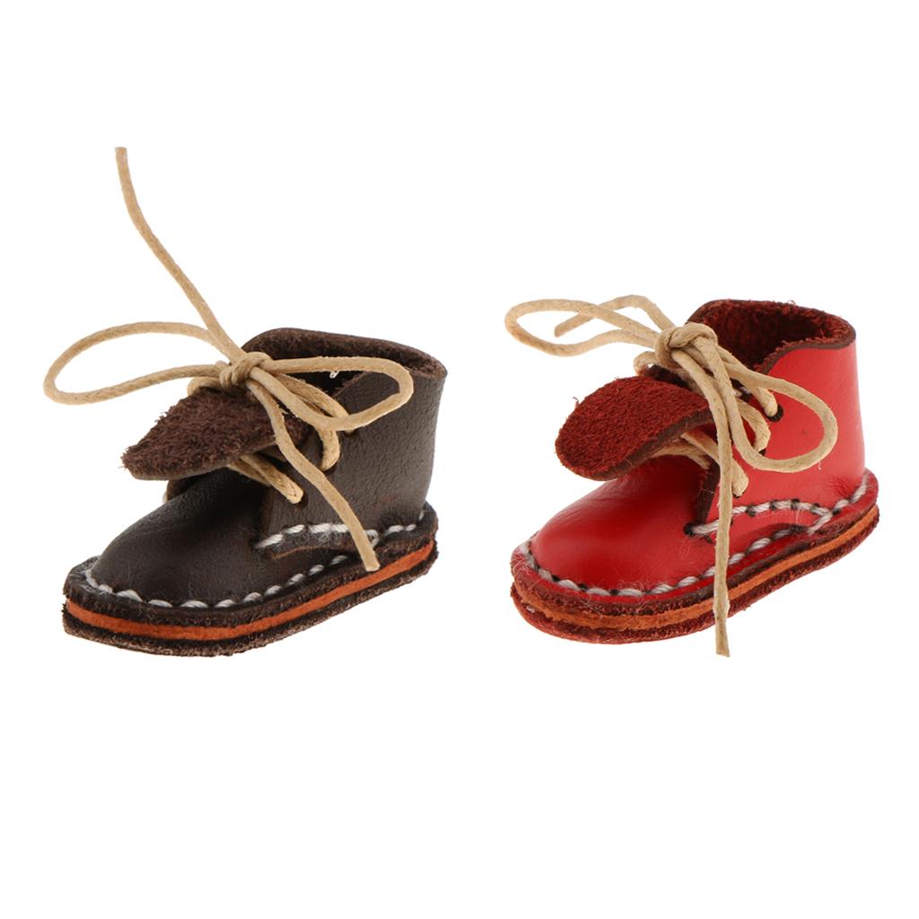 2 Pairs Fashion Lace Up Ankle Boots Shoes for Blythe Dolls Accessories