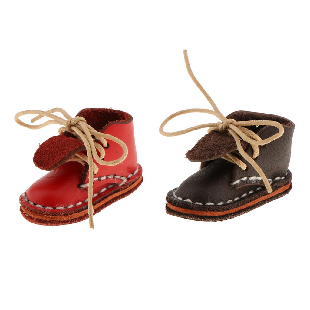 2 Pairs Fashion Lace Up Ankle Boots Shoes for Blythe Dolls Accessories