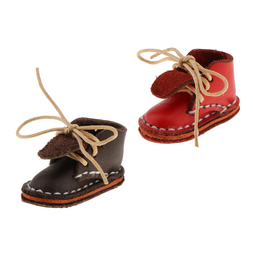 2 Pairs Fashion Lace Up Ankle Boots Shoes for Blythe Dolls Accessories