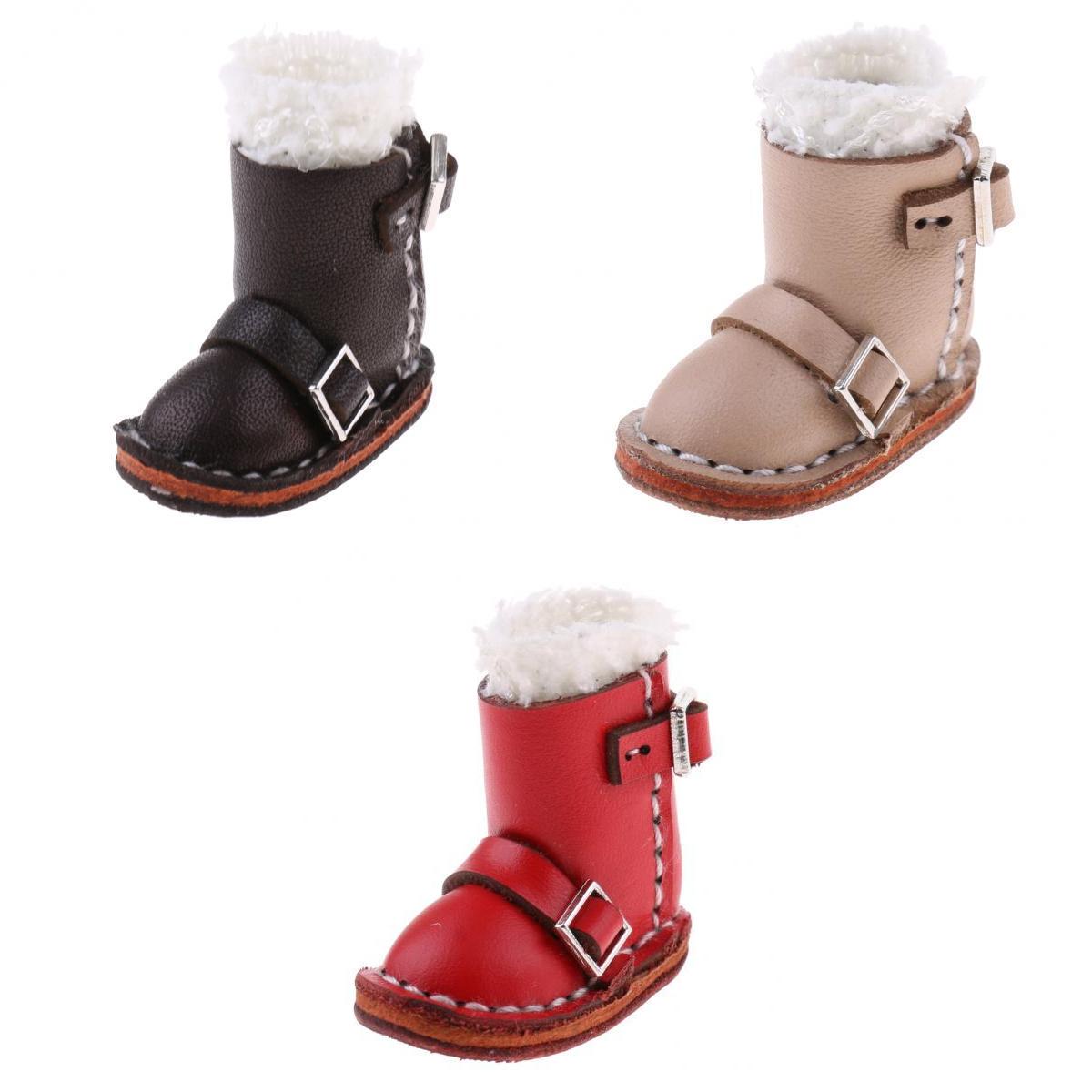 3 Pairs PU Leather Shoes Plush Boots for Blythe Dolls Clothes Accessories