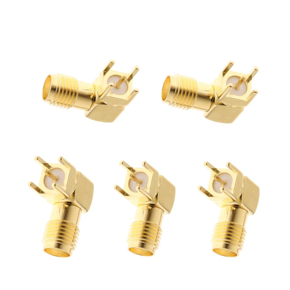 5x SMA Female Thru Hole Jack Right Angle SMA-KWE PCB Mount RF Connectors