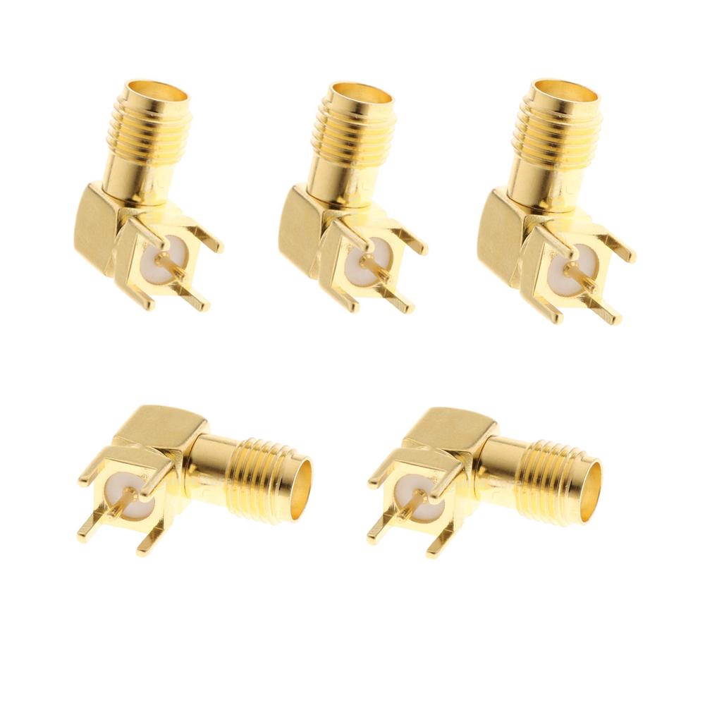 5x SMA Female Thru Hole Jack Right Angle SMA-KWE PCB Mount RF Connectors