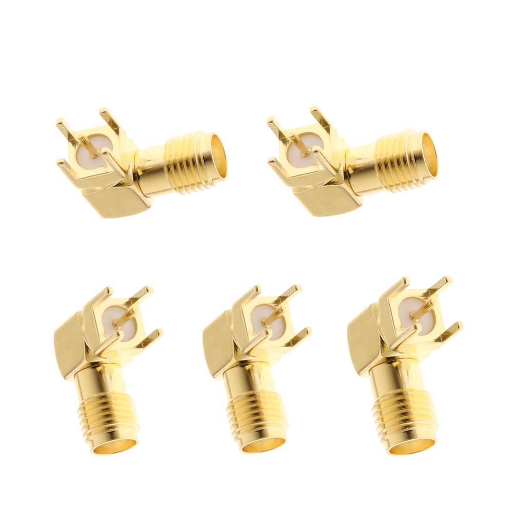 5x SMA Female Thru Hole Jack Right Angle SMA-KWE PCB Mount RF Connectors