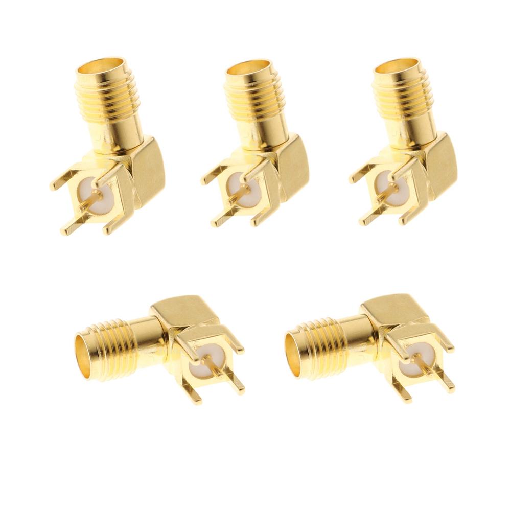 5x SMA Female Thru Hole Jack Right Angle SMA-KWE PCB Mount RF Connectors