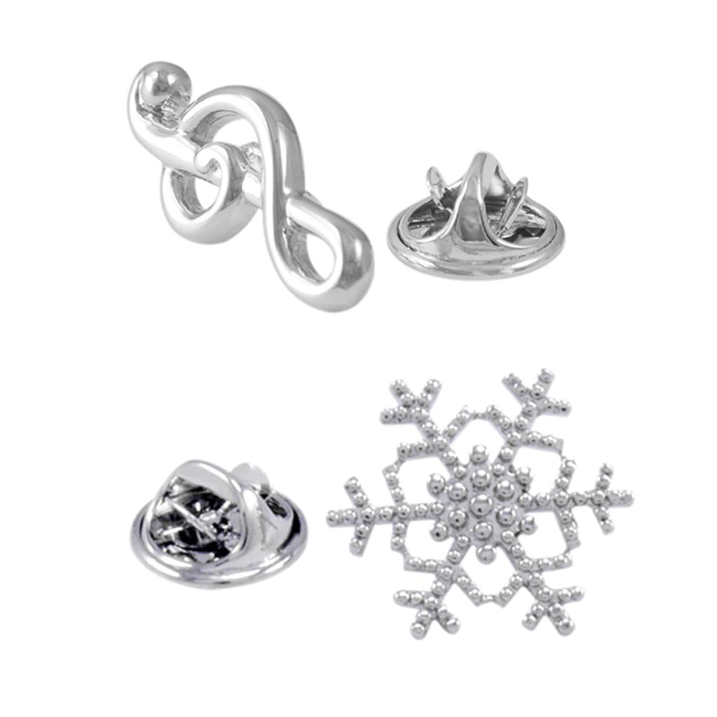 2 Pieces Musical Note Snowflake Brooch Corsage Banquet Scarf Pins Wedding