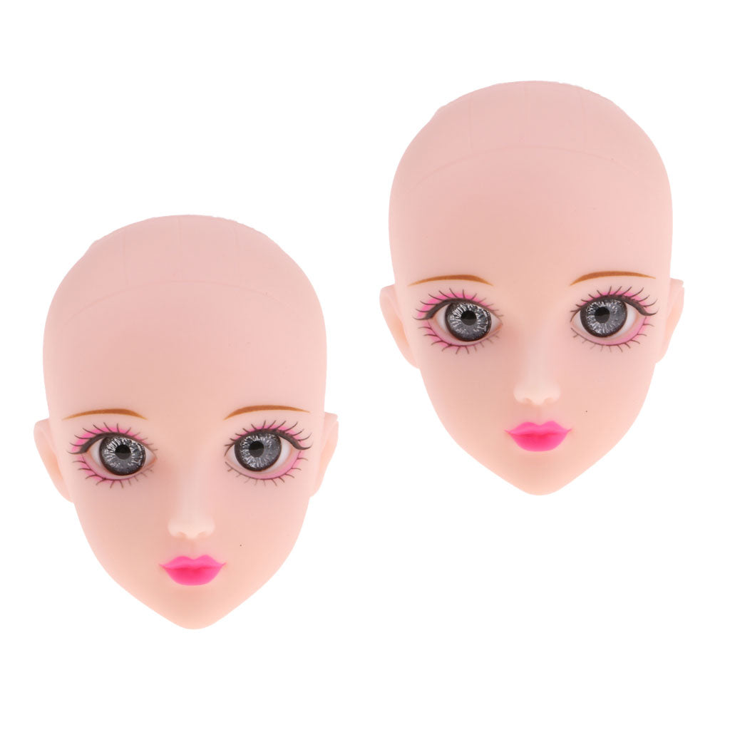 2pcs 1/6 Girl Doll Head with Gray Eyes for BJD XinYi Doll Body Part DIY Accs