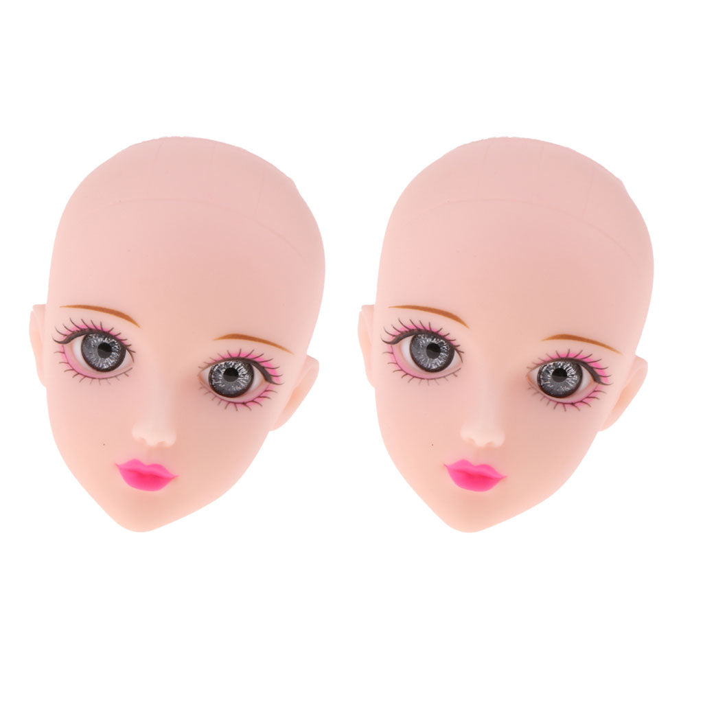 2pcs 1/6 Girl Doll Head with Gray Eyes for BJD XinYi Doll Body Part DIY Accs