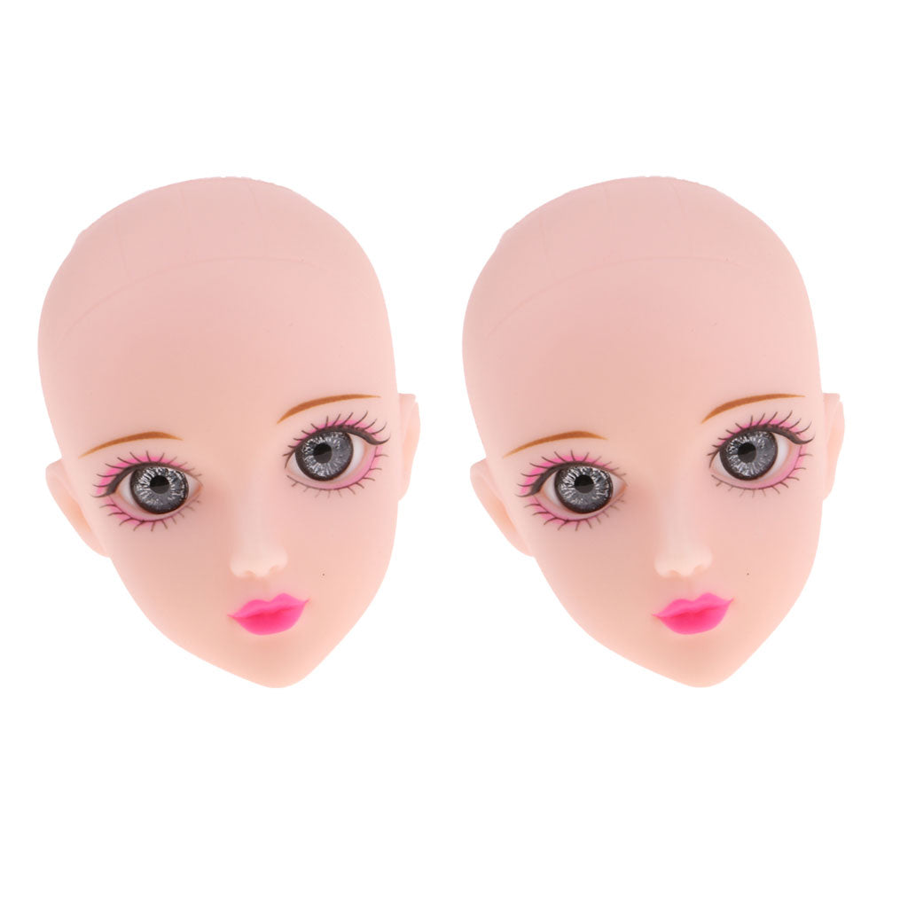 2pcs 1/6 Girl Doll Head with Gray Eyes for BJD XinYi Doll Body Part DIY Accs