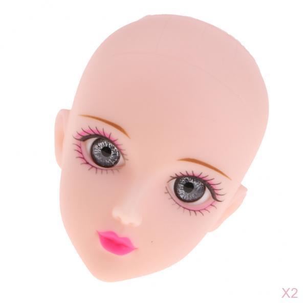 2pcs 1/6 Girl Doll Head with Gray Eyes for BJD XinYi Doll Body Part DIY Accs