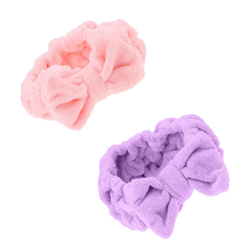 2x Soft Bowknot Makeup Cosmetic Shower Bath Spa Elastic Hair Band Headband
