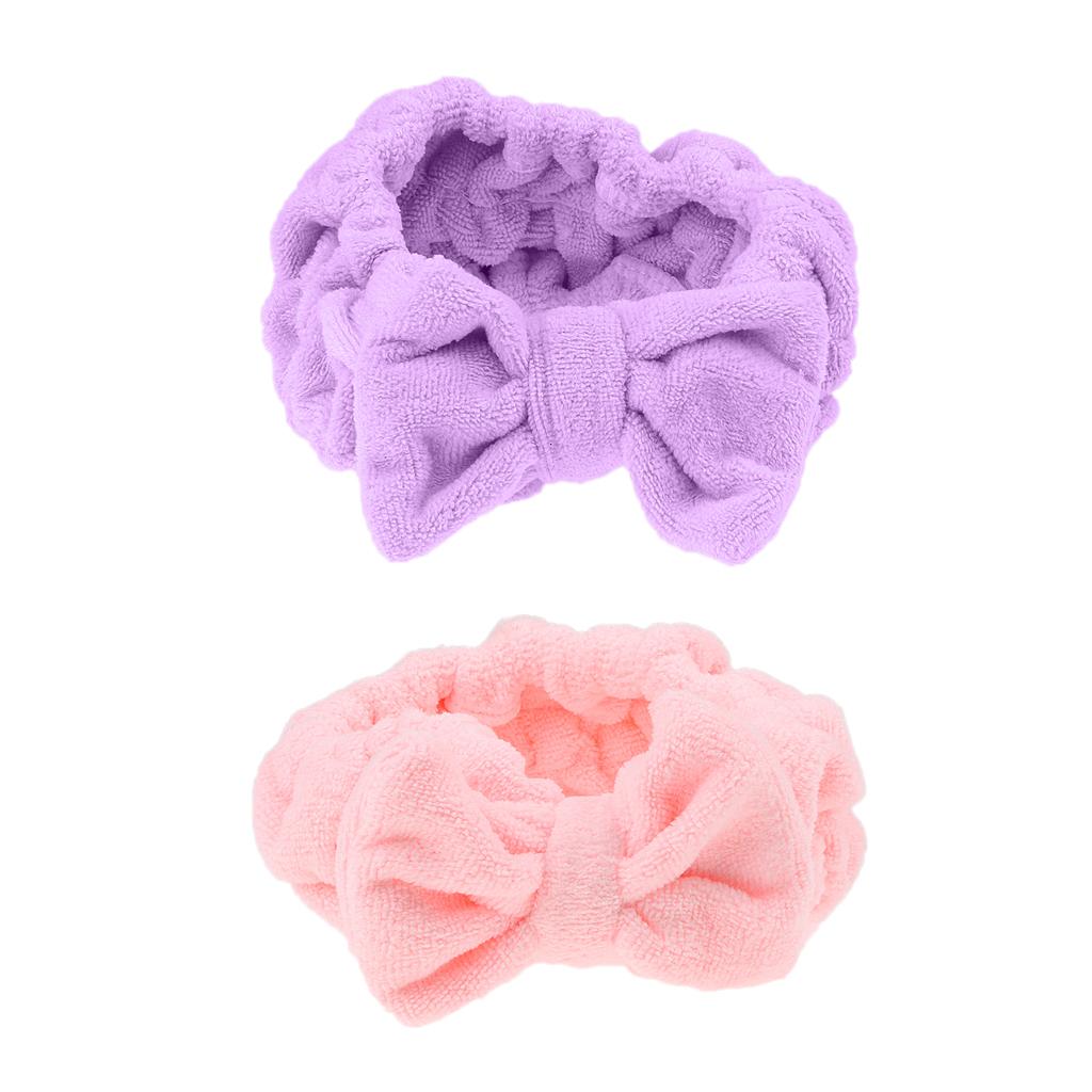 2x Soft Bowknot Makeup Cosmetic Shower Bath Spa Elastic Hair Band Headband