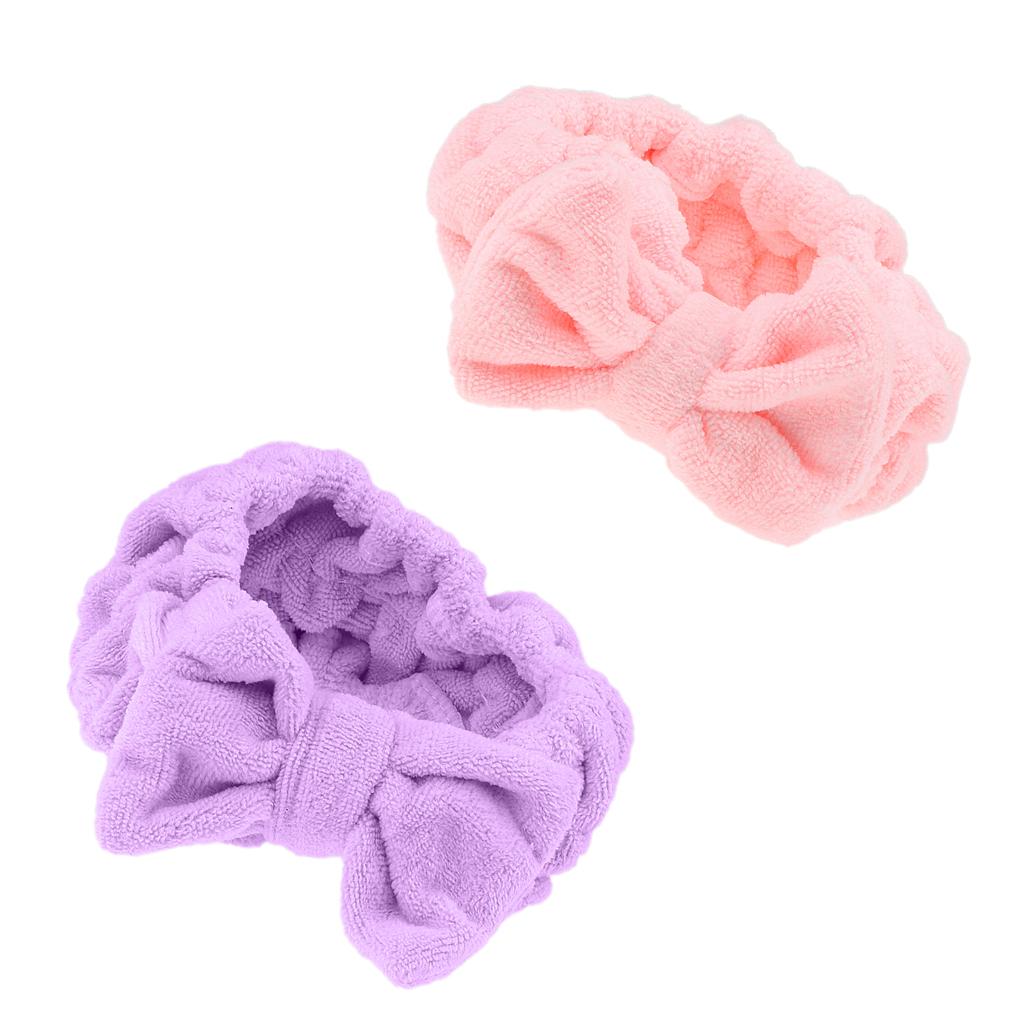 2x Soft Bowknot Makeup Cosmetic Shower Bath Spa Elastic Hair Band Headband