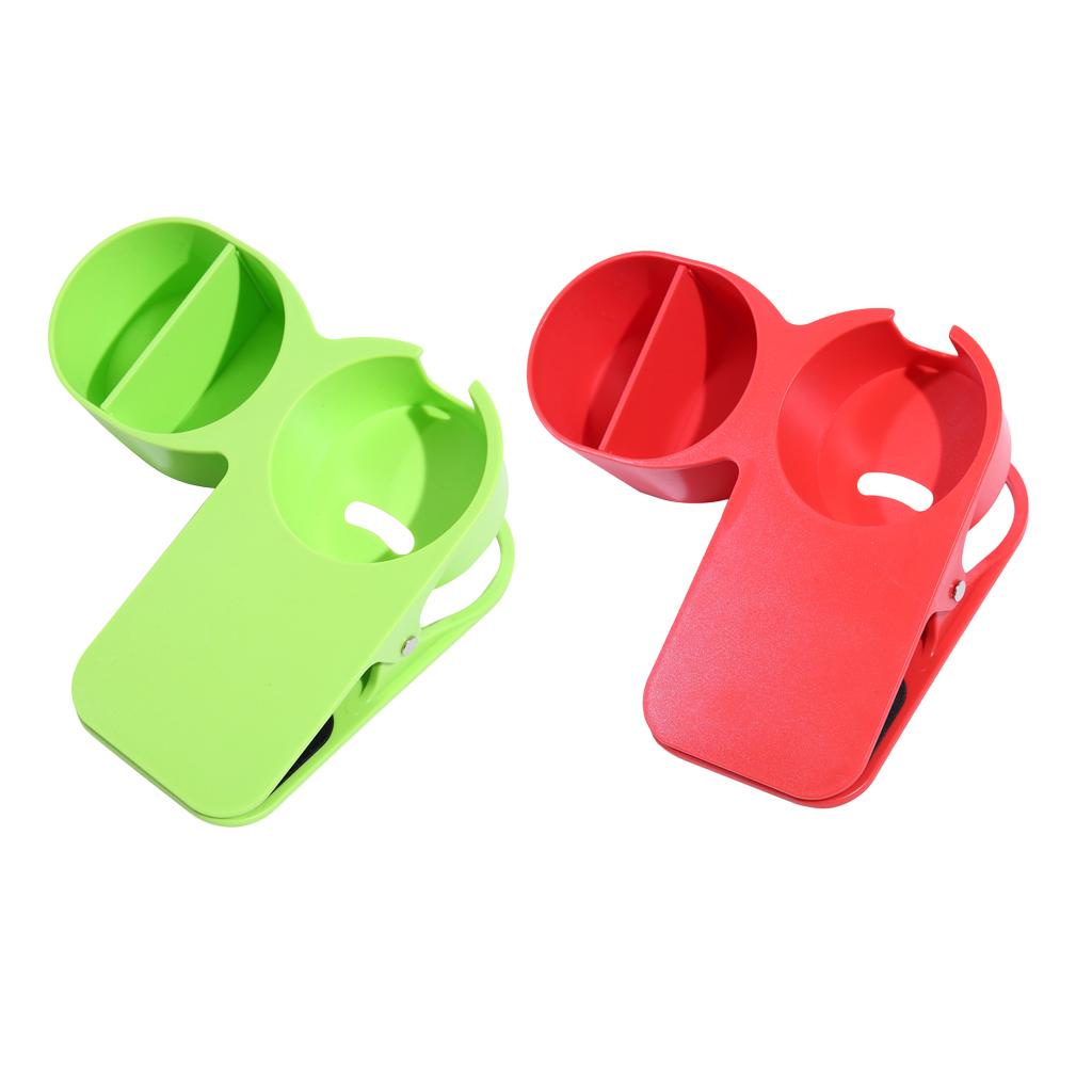 2pcs Multi-use Home Office Table Desktop Cup Holder Clamp Clip Red Green