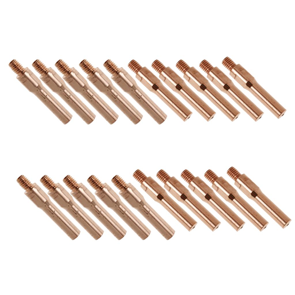 20Pcs Red Copper Gas Shielded Weld Welding Welder Contact Nozzle 1.4mm+1.0mm