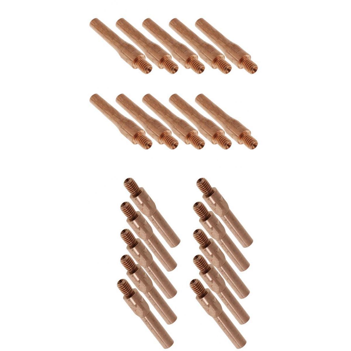 20Pcs Red Copper Gas Shielded Weld Welding Welder Contact Nozzle 0.8mm+1.2mm