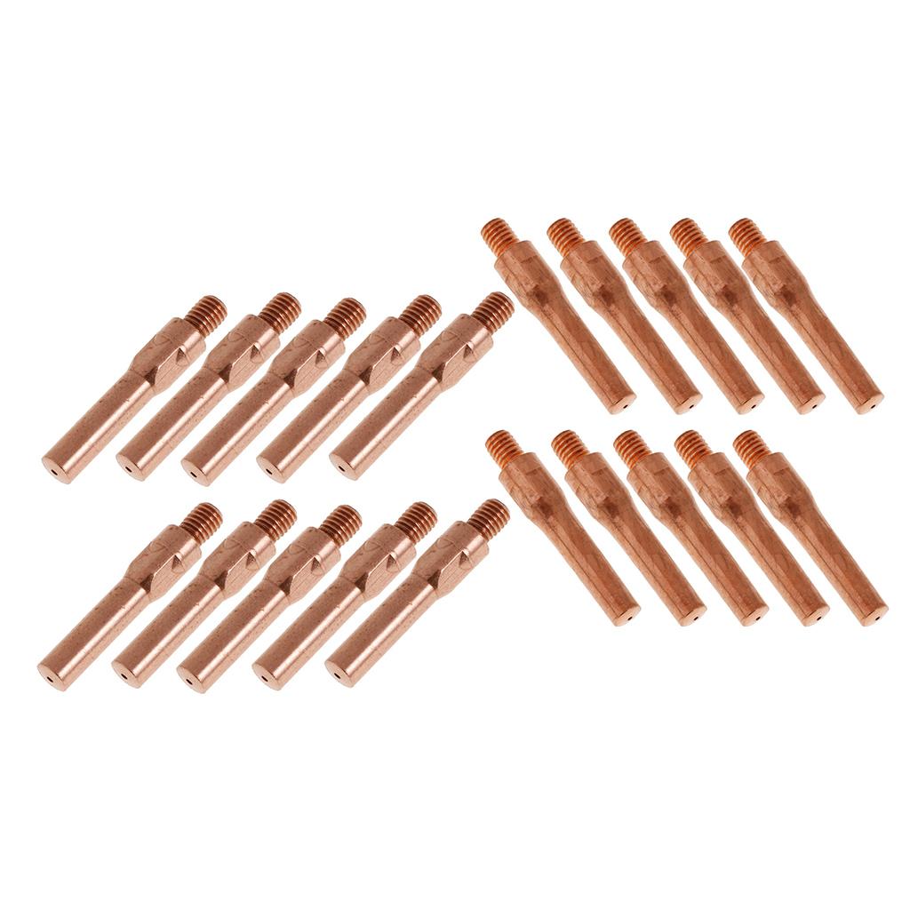 20Pcs Red Copper Gas Shielded Weld Welding Welder Contact Nozzle 0.8mm+1.2mm
