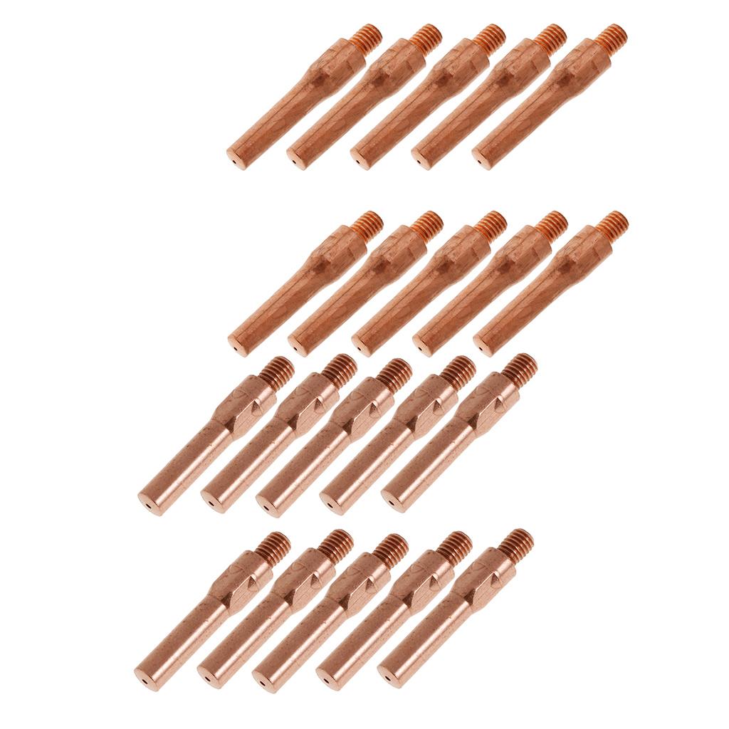 20Pcs Red Copper Gas Shielded Weld Welding Welder Contact Nozzle 0.8mm+1.2mm