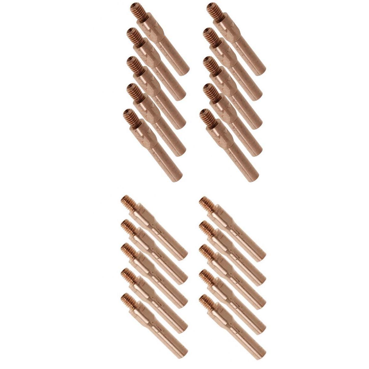 20Pcs Red Copper Gas Shielded Weld Welding Welder Contact Nozzle 1.2mm+1.0mm