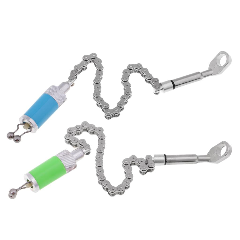 2 Pieces Carp Fishing Bite Alarm Tackle Chain Indicator Blue+Green