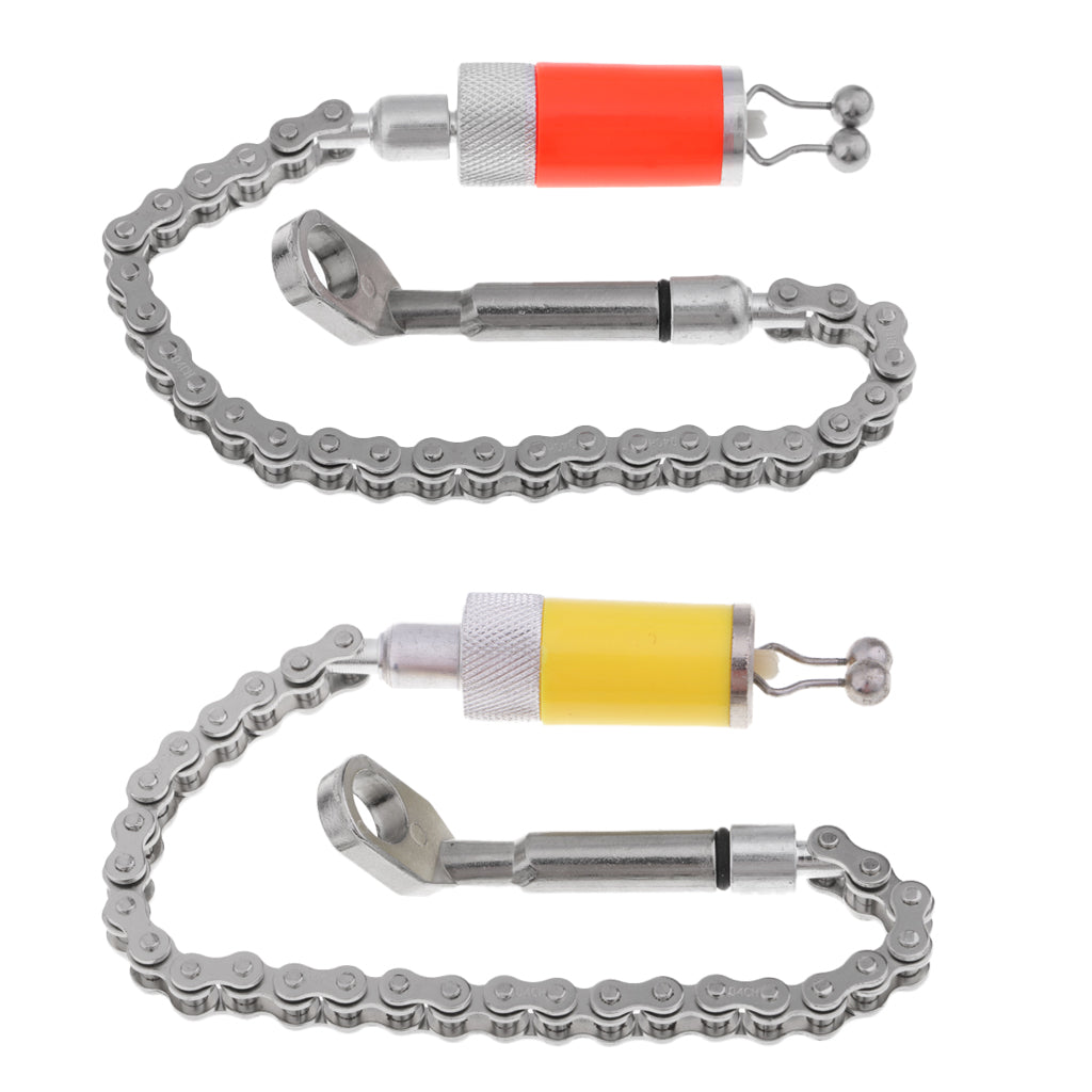 2 Pieces Carp Fishing Bite Alarm Tackle Chain Indicator Orange+Yellow