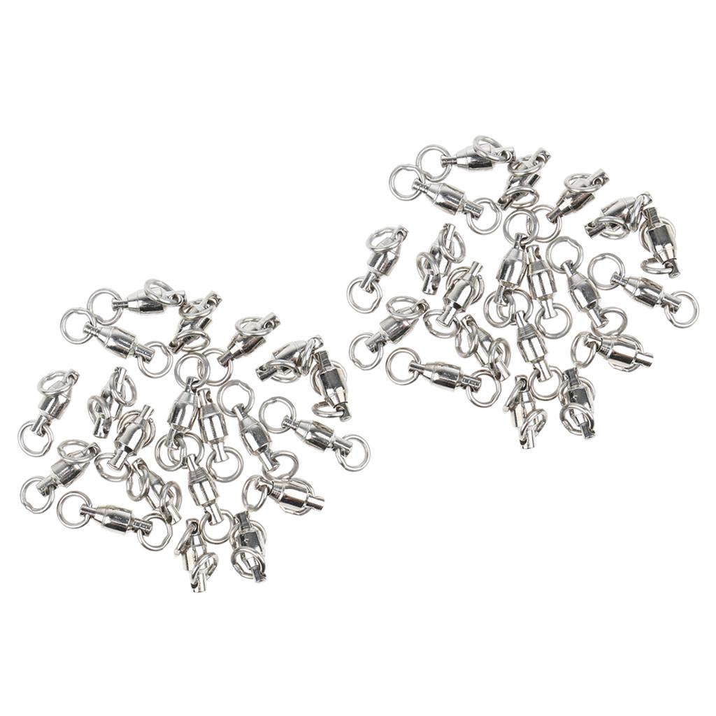 40pcs Ball Bearing Swivel Split Rings for Saltwater Sea Fishing Heavy Duty