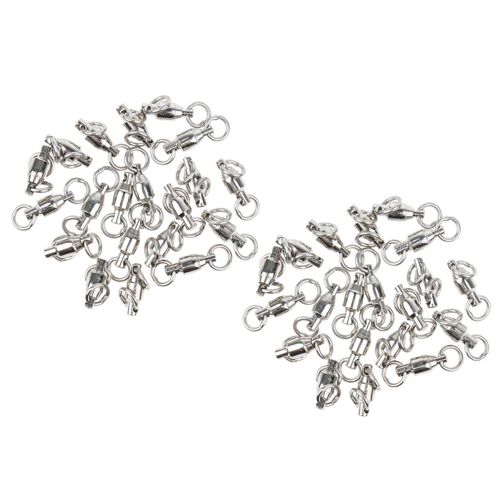 40pcs Ball Bearing Swivel Split Rings for Saltwater Sea Fishing Heavy Duty