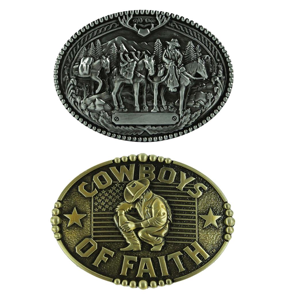 2x COWBOYS OF FAITH Western Hip Hop Belt Buckle for Men's Accessories Gifts