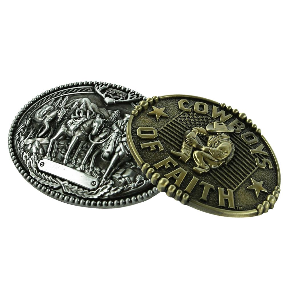 2x COWBOYS OF FAITH Western Hip Hop Belt Buckle for Men's Accessories Gifts