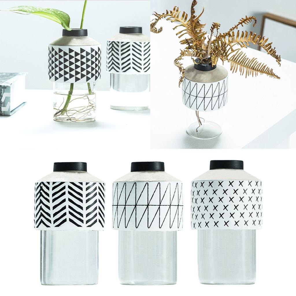 3pcs Decorative Cement Glass Vase Water Planting Flower Pot
