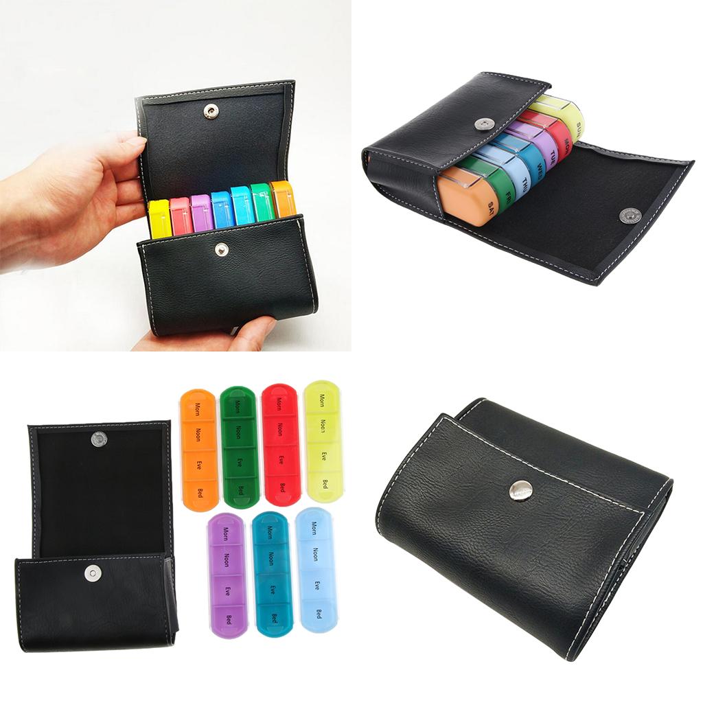 2 Pieces Travel Pill Wallet Box Medicine Tablet Organizer Storage Dispenser