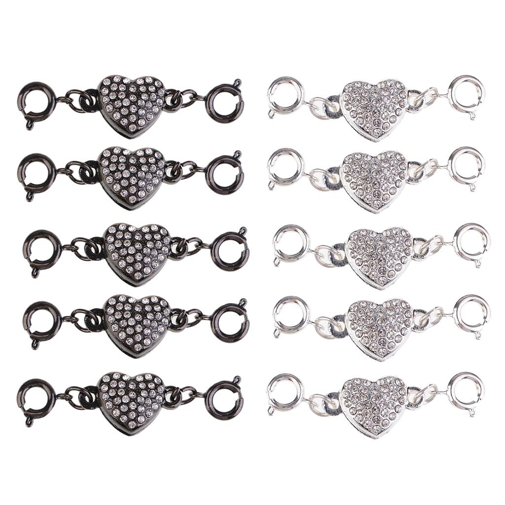 10 Sets Heart Shape Magnetic Clasp Buckle Link Lock for DIY Jewelry Connect