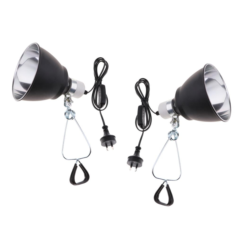 2pcs New E27 Reptile Tortoise Ceramic Heating Light Holder Black AU Plug
