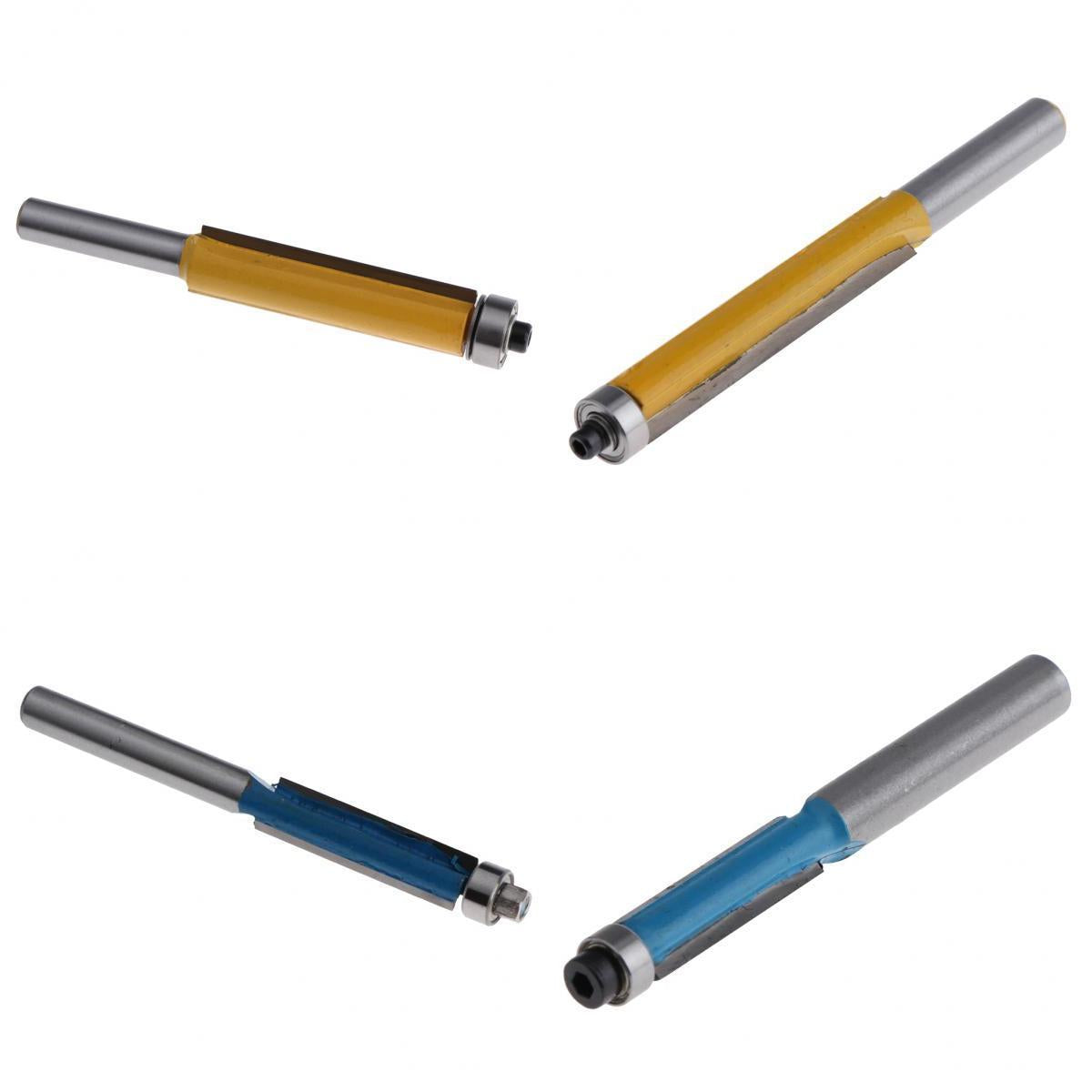 4PCS Alloy Flush Trim Extra Long Bearing Router Bit Woodworking Cutter