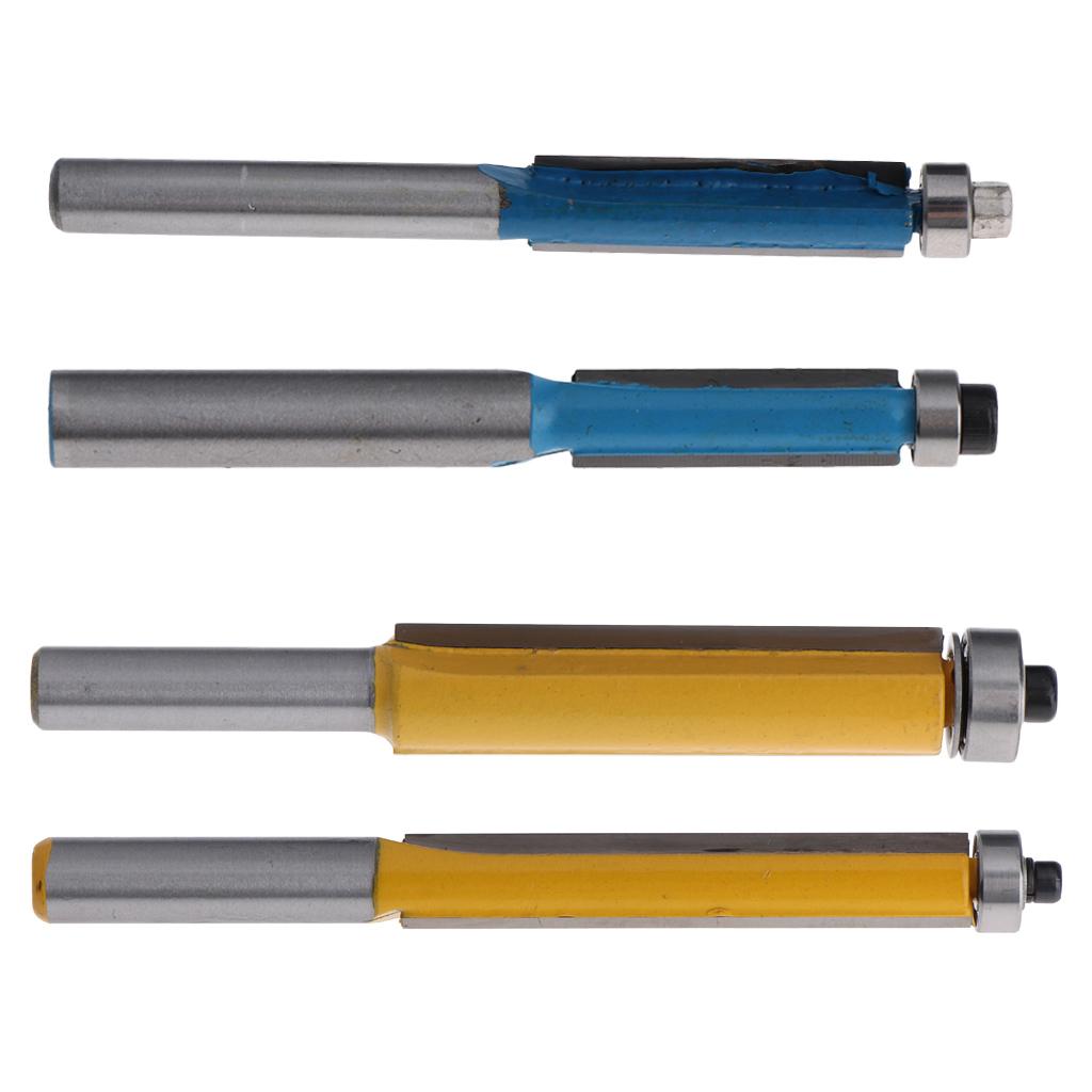 4PCS Alloy Flush Trim Extra Long Bearing Router Bit Woodworking Cutter