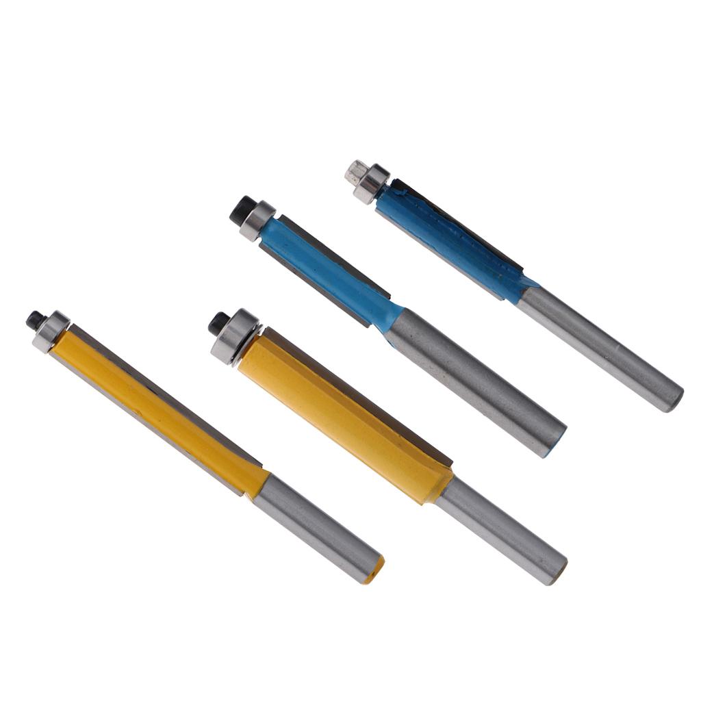 4PCS Alloy Flush Trim Extra Long Bearing Router Bit Woodworking Cutter