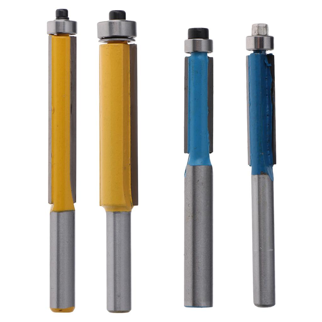 4PCS Alloy Flush Trim Extra Long Bearing Router Bit Woodworking Cutter