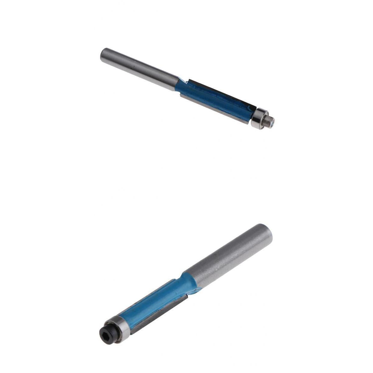 2PCS Long Straight Alloy Flush Trim Bearing Router Bit Woodwork Cutter Tool