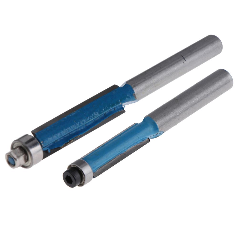 2PCS Long Straight Alloy Flush Trim Bearing Router Bit Woodwork Cutter Tool
