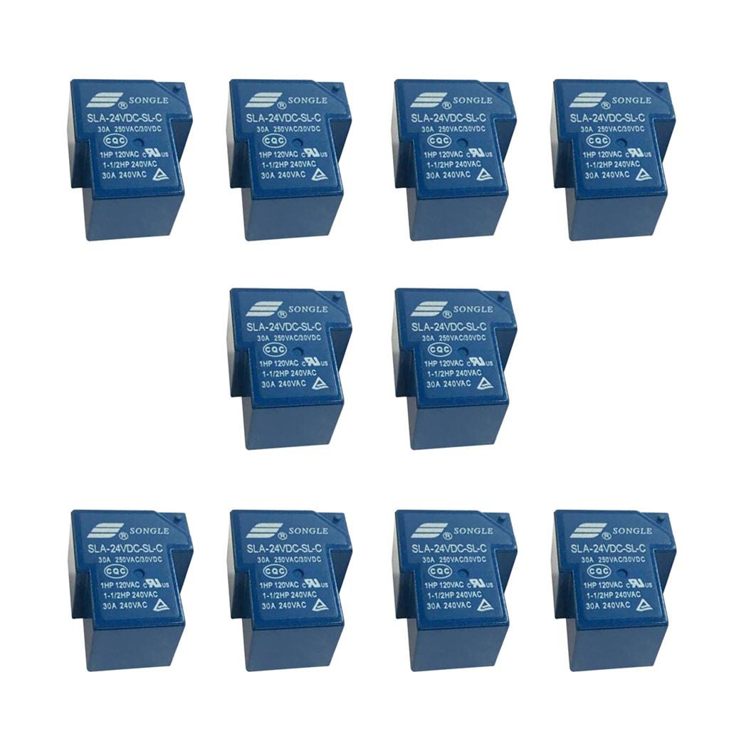 10 pieces Mini Power Songle Relay 24V 30A SPDT 6 Pin PCB SLA-24VDC-SL-C