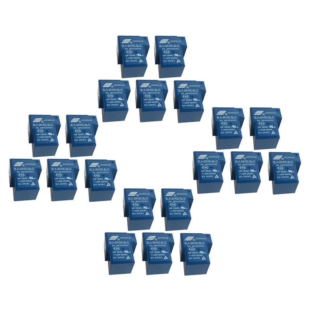 20 pieces Mini Power Songle Relay 24V 30A SPDT 6 Pin PCB SLA-24VDC-SL-C