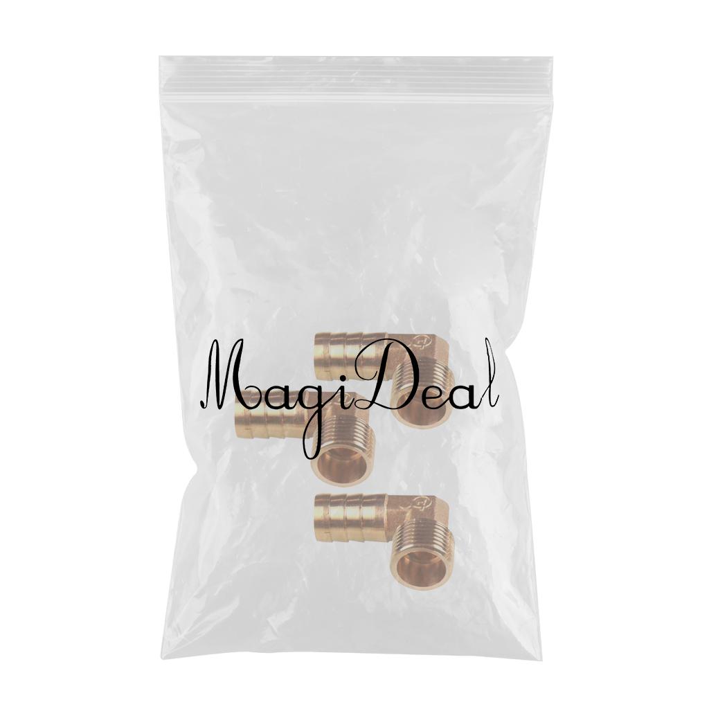 3X 1/2 BSP to 16mm Brass 90 Degree Male Elbow Barbed Hose Tail Pipe Fitting