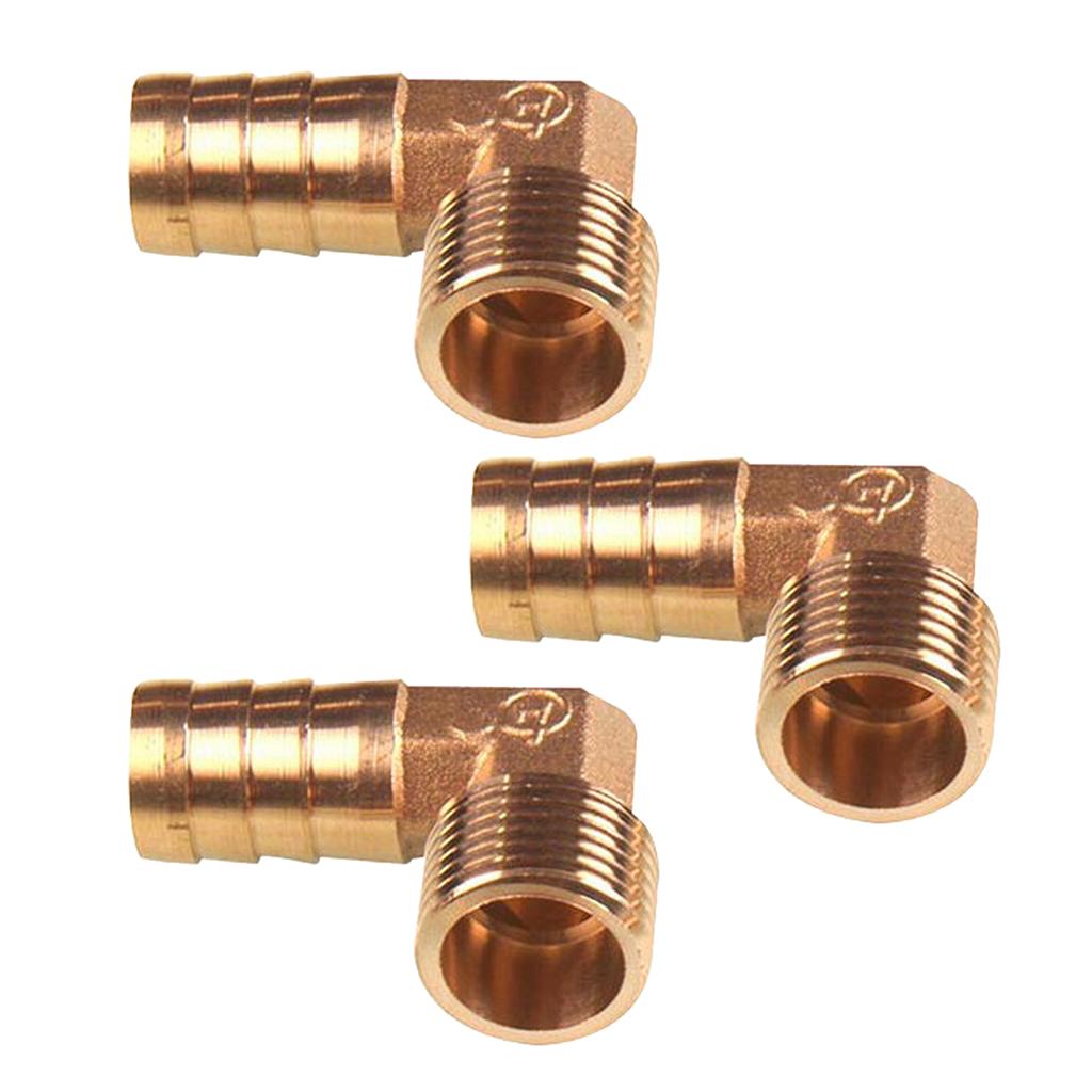 3X 1/2 BSP to 16mm Brass 90 Degree Male Elbow Barbed Hose Tail Pipe Fitting