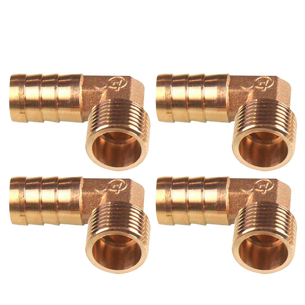 4x 1/2 BSP to 16mm Brass 90 Degree Male Elbow Barbed Hose Tail Pipe Fitting