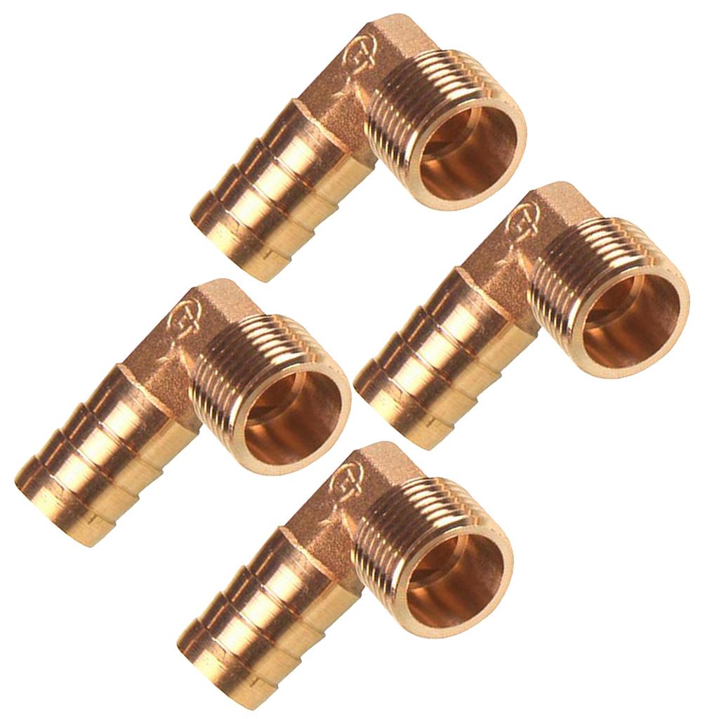 4x 1/2 BSP to 16mm Brass 90 Degree Male Elbow Barbed Hose Tail Pipe Fitting