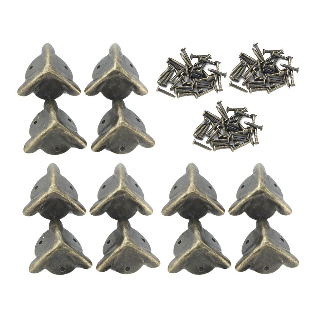 12Pcs Antique Alloy Triangle Box Corner Protector Guards Edge Cover 20mm