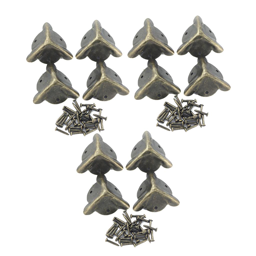 12Pcs Antique Alloy Triangle Box Corner Protector Guards Edge Cover 20mm