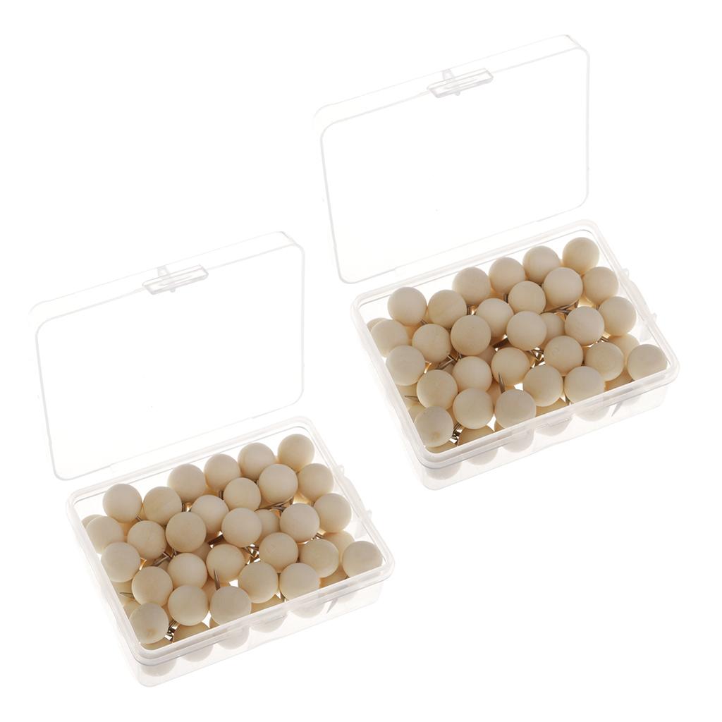 120 Pieces Round Wooden Push Pin Drawing Pins Rustic Brown Cork Board Map